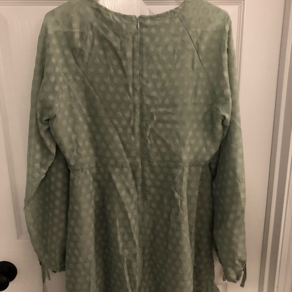 Sage green dress with circle details - Picture 2 of 3